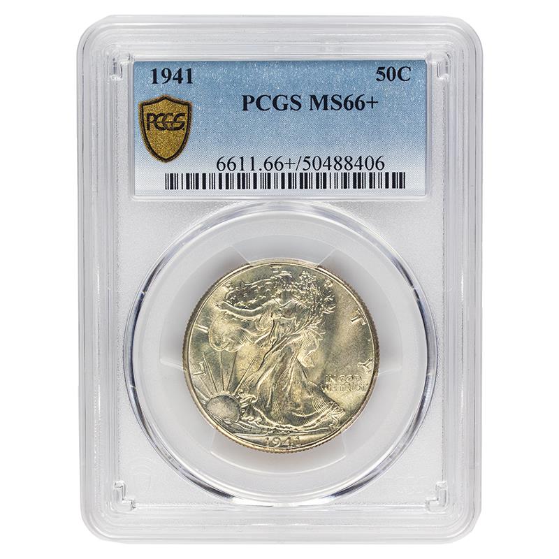 1941 Walking Liberty Half Dollar, 50C PCGS MS 66 +