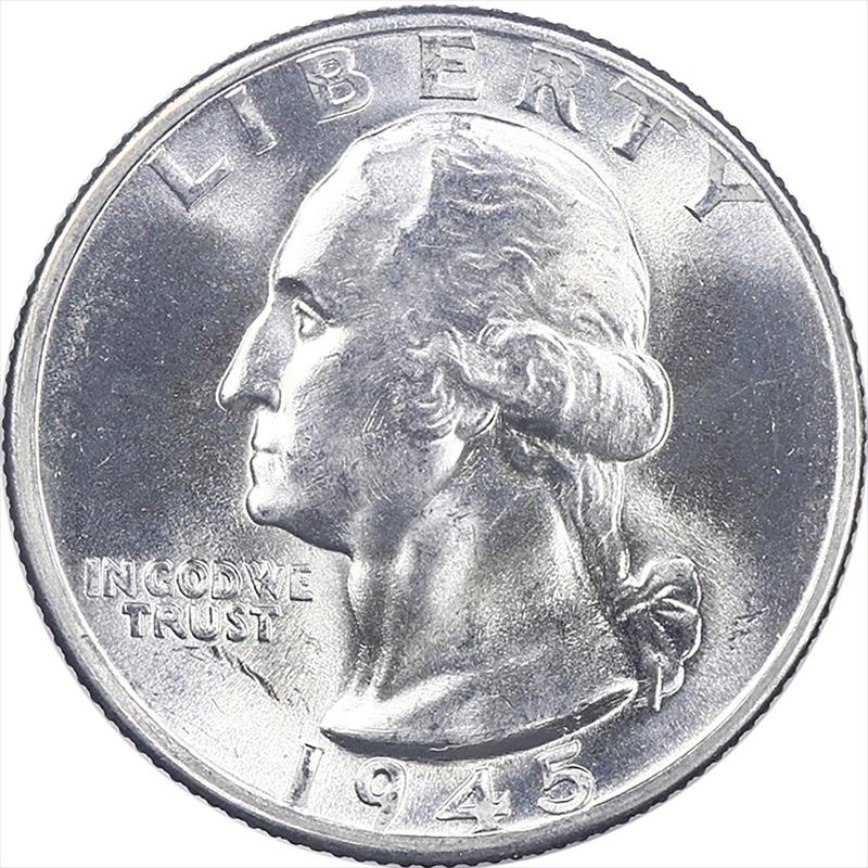 1945-D Washington Quarter, 25c Choice Uncirculated - Nice Original Coin