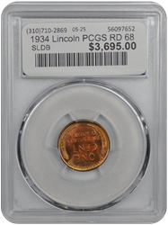 1934 Lincoln PCGS RD 68