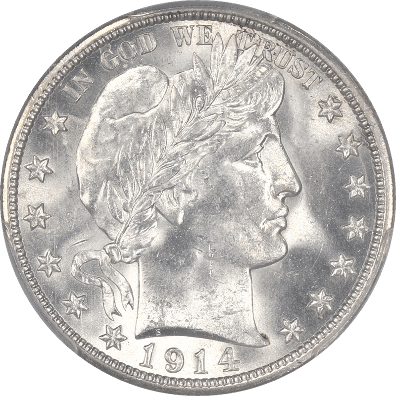 1914 Barber Half Dollar 50c PCGS MS64 - Nice White Coin, Rare Date