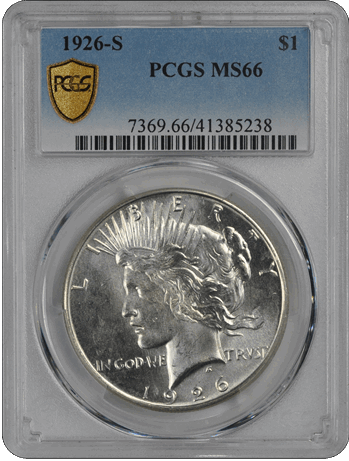 1926-S $1 Peace Dollar PCGS  #3669-17 MS66