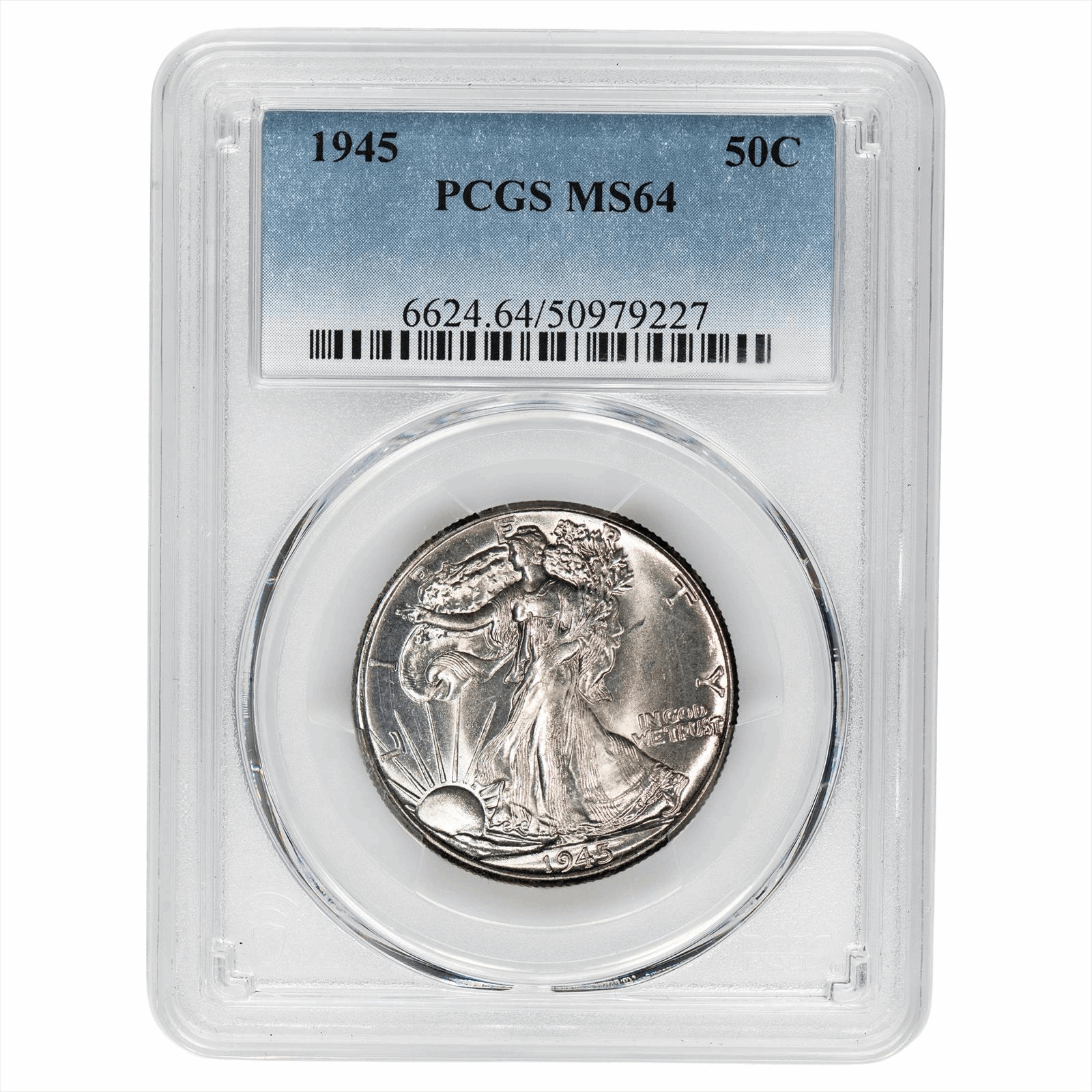 1945 Walking Liberty Half Dollar 50C PCGS MS 64 