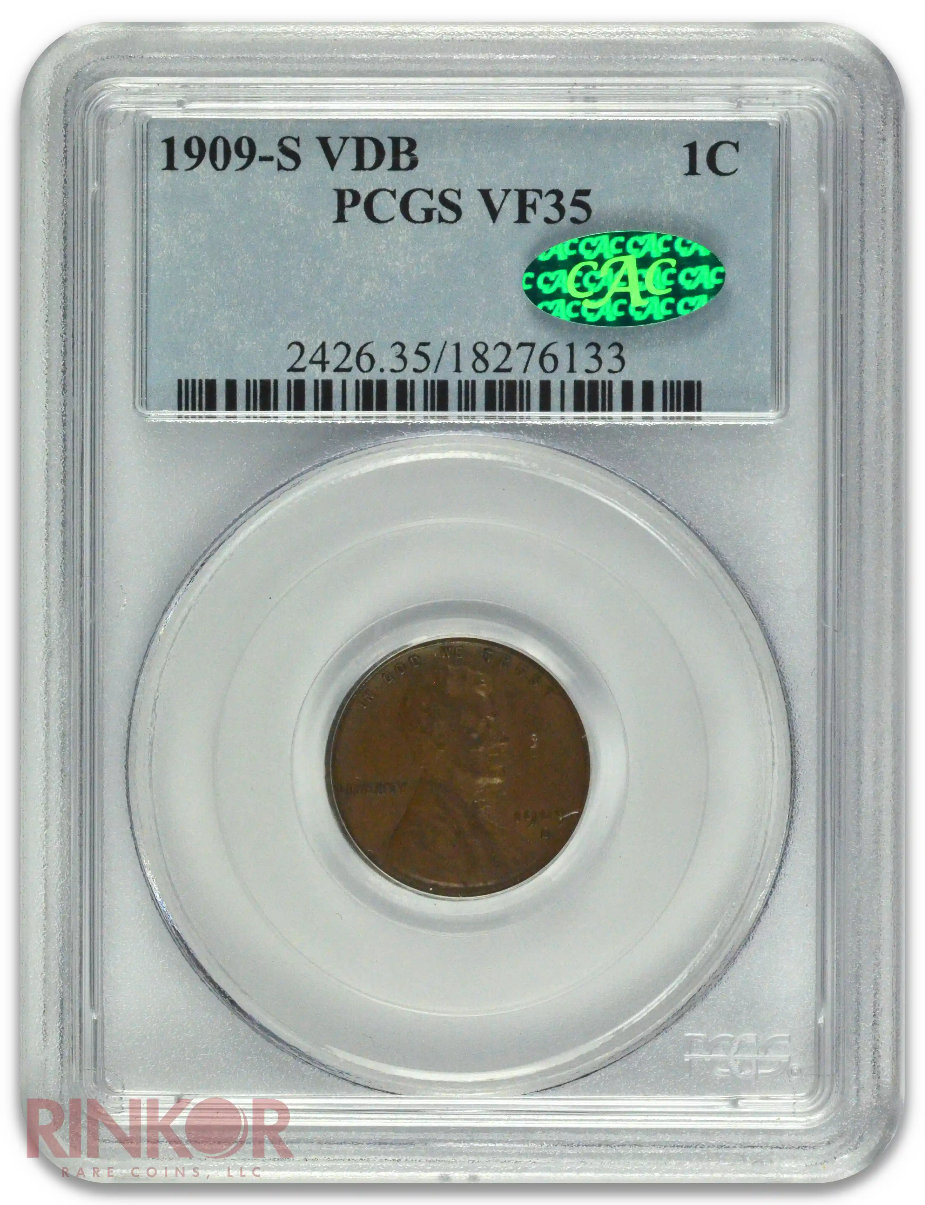 1909-S VDB 1C Lincoln Wheat Cent PCGS