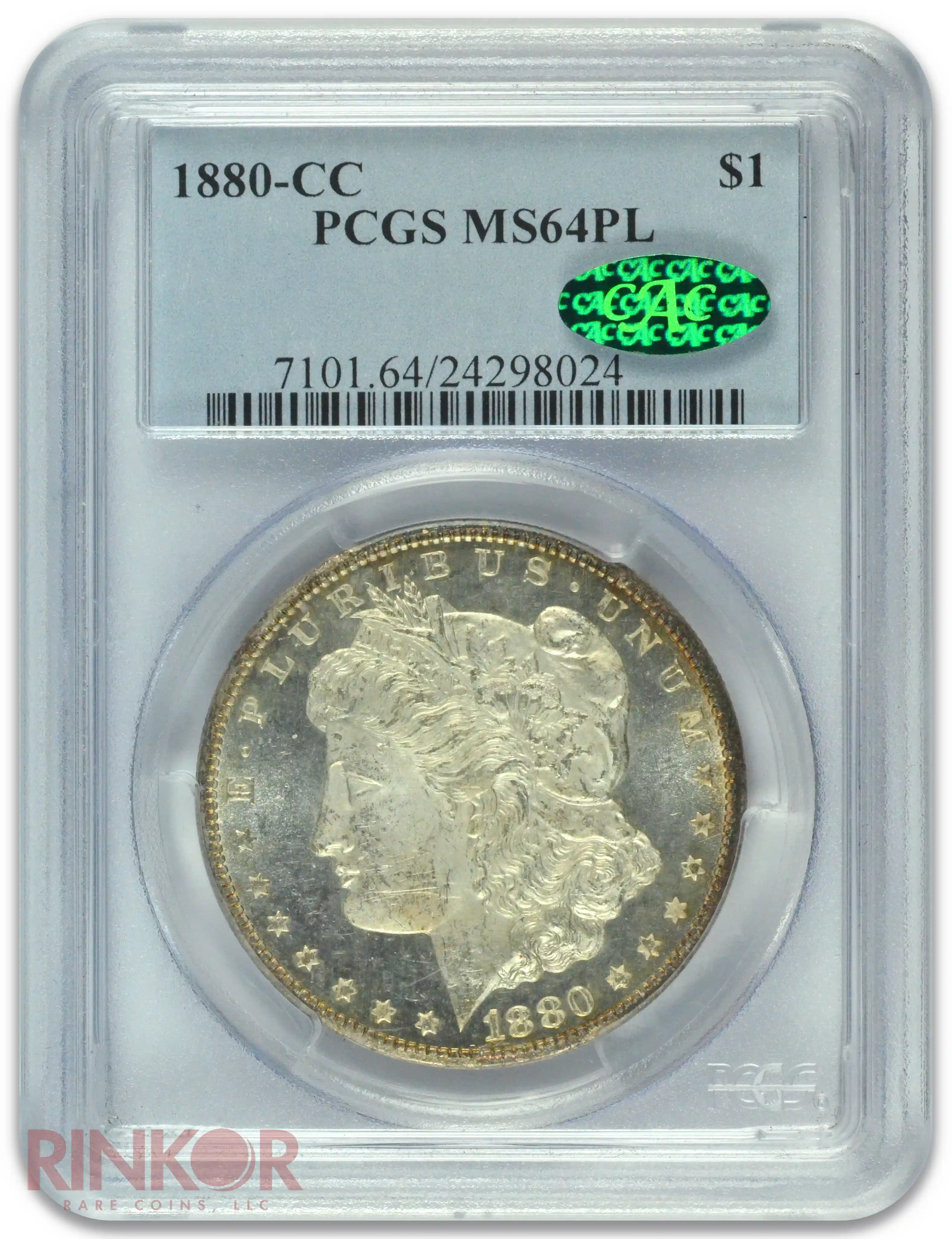 1880-CC $1 PCGS MS 64 PL CAC