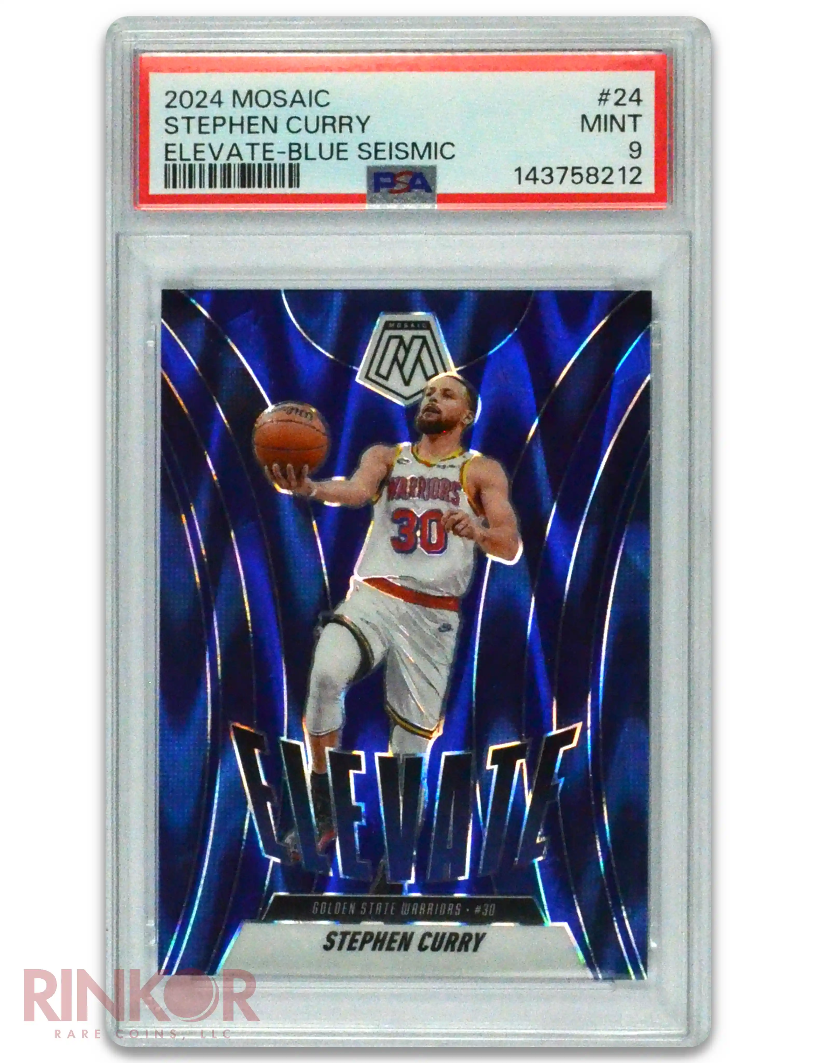 2024 Panini Mosaic Elevate Stephen Curry Blue Seismic #24 PSA MINT 9