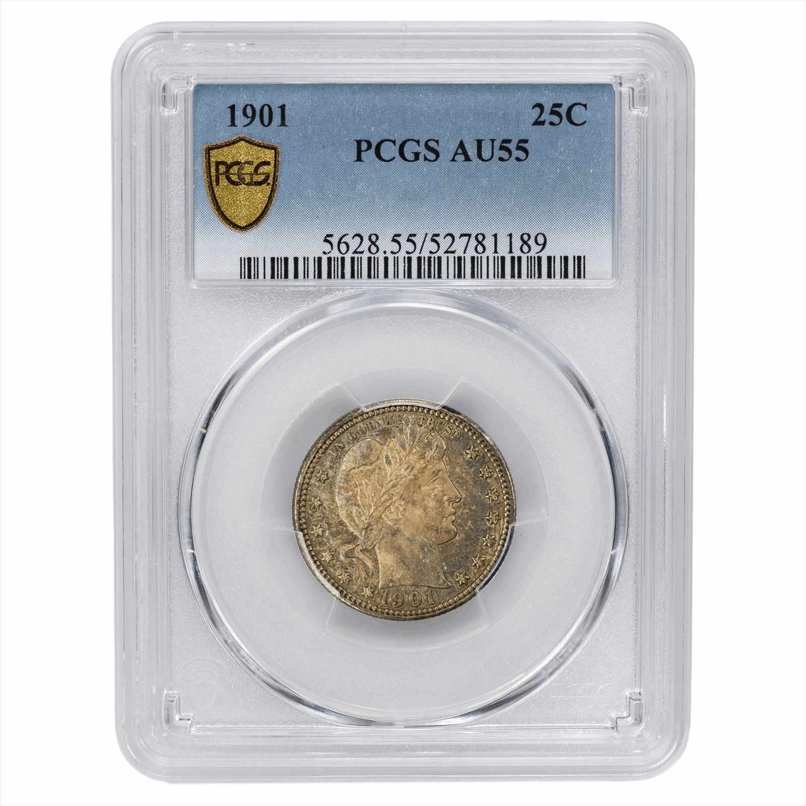 1901 Barber Quarter 25C PCGS AU 55