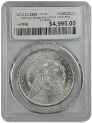 1885-O $1 Morgan Dollar PCGS  (CAC) #3515-6 MS67+