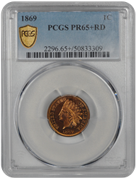 1869 Indian Head PCGS RD 65+