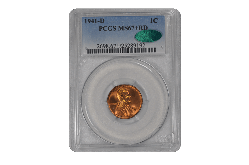 1941-D Lincoln Wheat PCGS CAC RD 67 + 