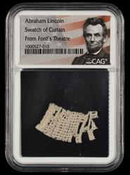 Abraham Lincoln Swatch of Curtain from Fords Theatre CAG Certified 