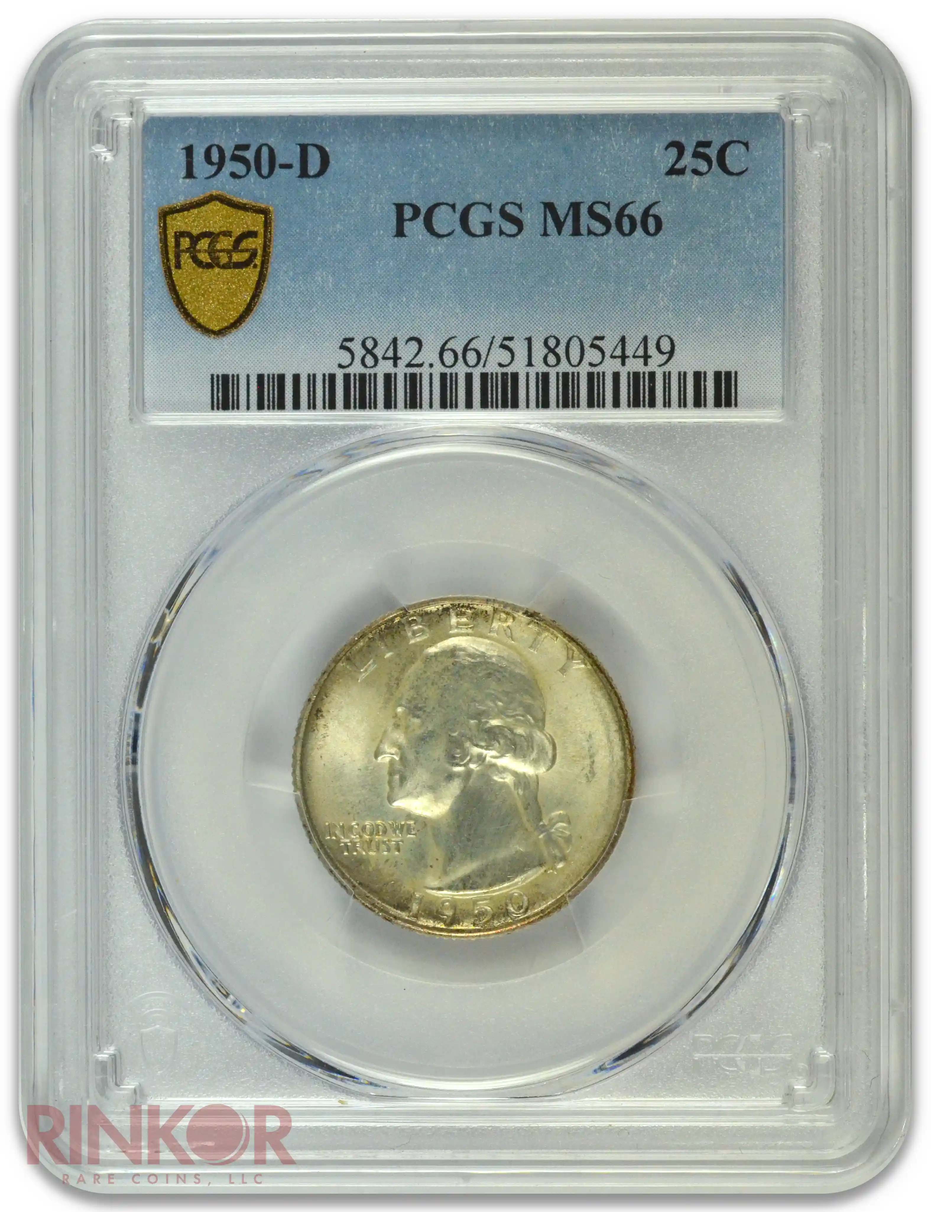 1950-D Washington Quarter PCGS MS 66