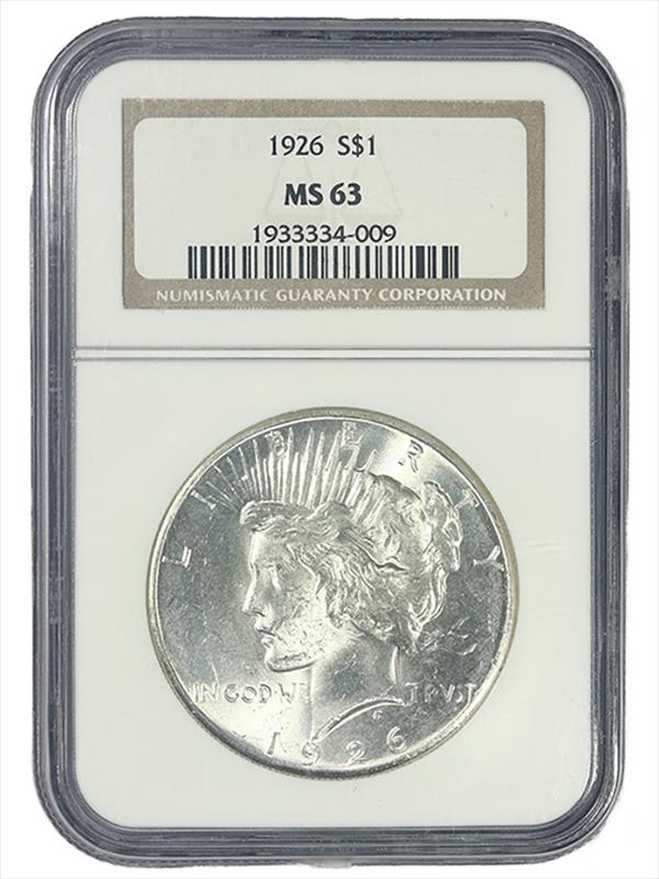 1926 $1 Peace Silver Dollar - NGC MS63 - Nice Luster!
