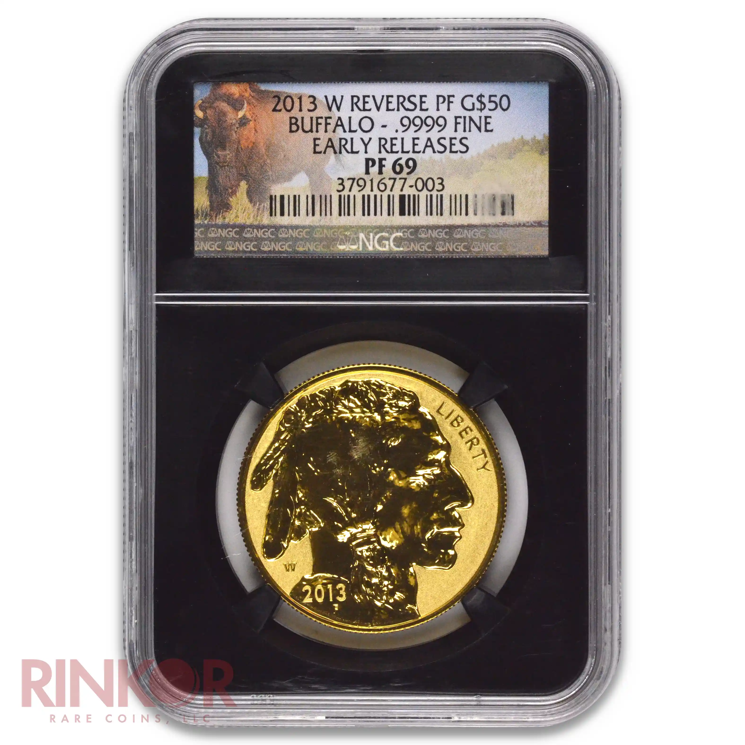 2013-W Reverse Proof 1oz American Gold Buffalo Early Releases Black Core NGC PF 69