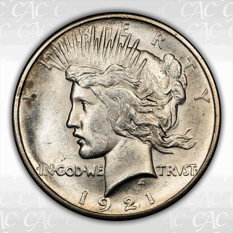 1921 Peace $1 High Relief CACG MS 63