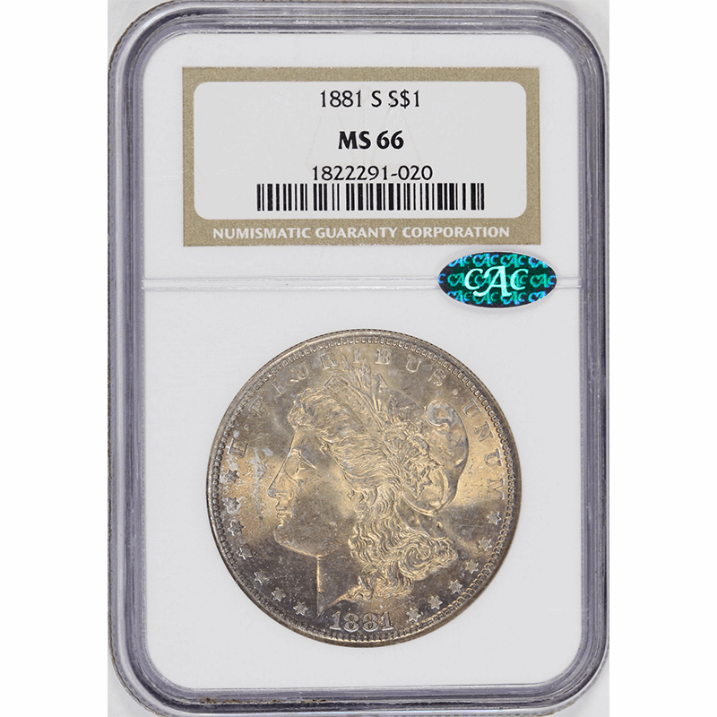 1881-S $1 Morgan Silver Dollar - NGC MS66 CAC - Gorgeous Color / Luster