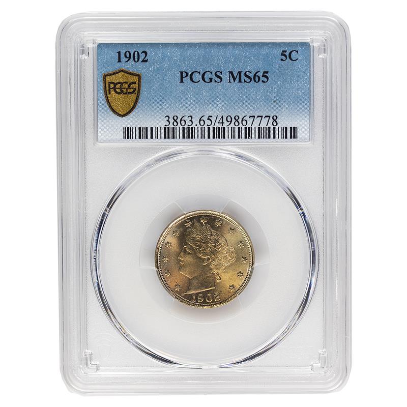 1902 Liberty V Nickel, 5C PCGS MS 65