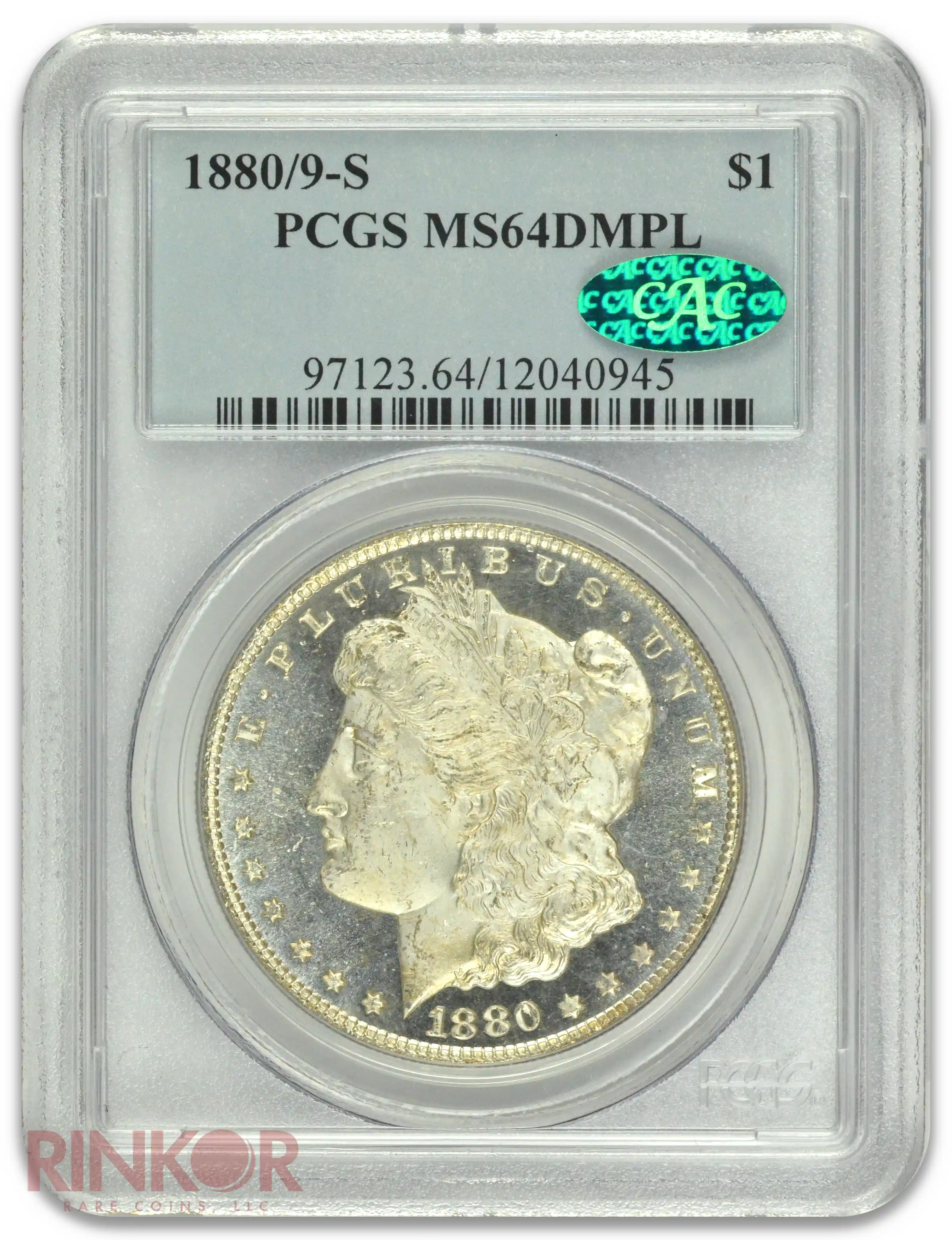 1880/9-S $1 Morgan Dollar PCGS MS 64 DMPL CAC