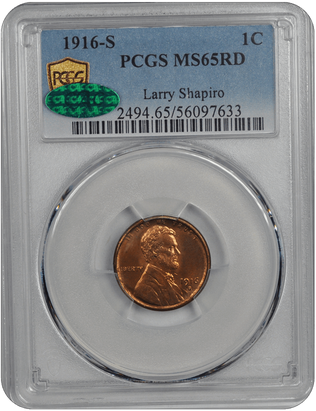 1916-S Lincoln PCGS CAC RD 65