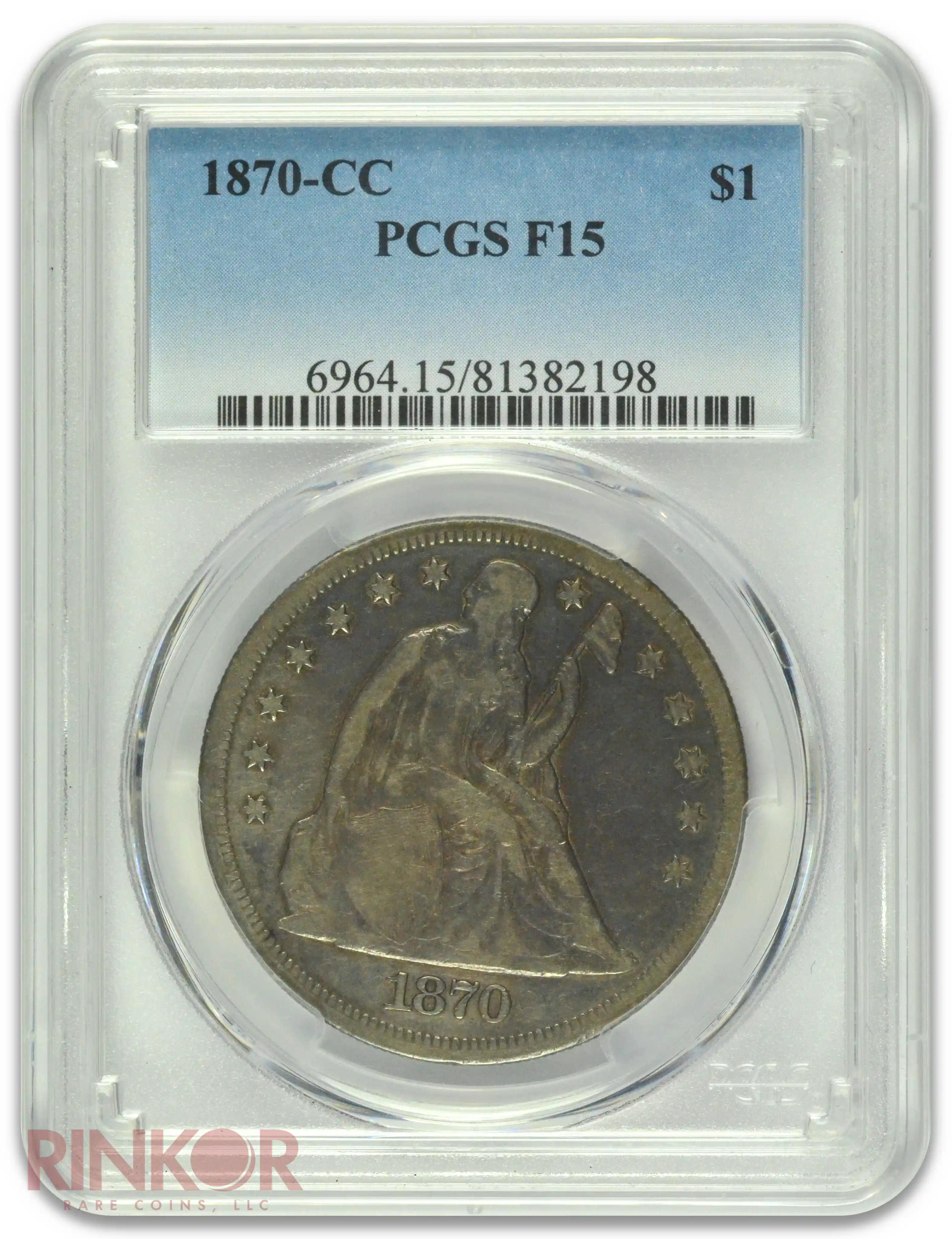 1870-CC $1 Seated Dollar PCGS F-15