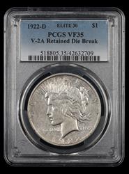 1922-D $1 V-2A Retained Die Break Elite 30 PCGS VF-35