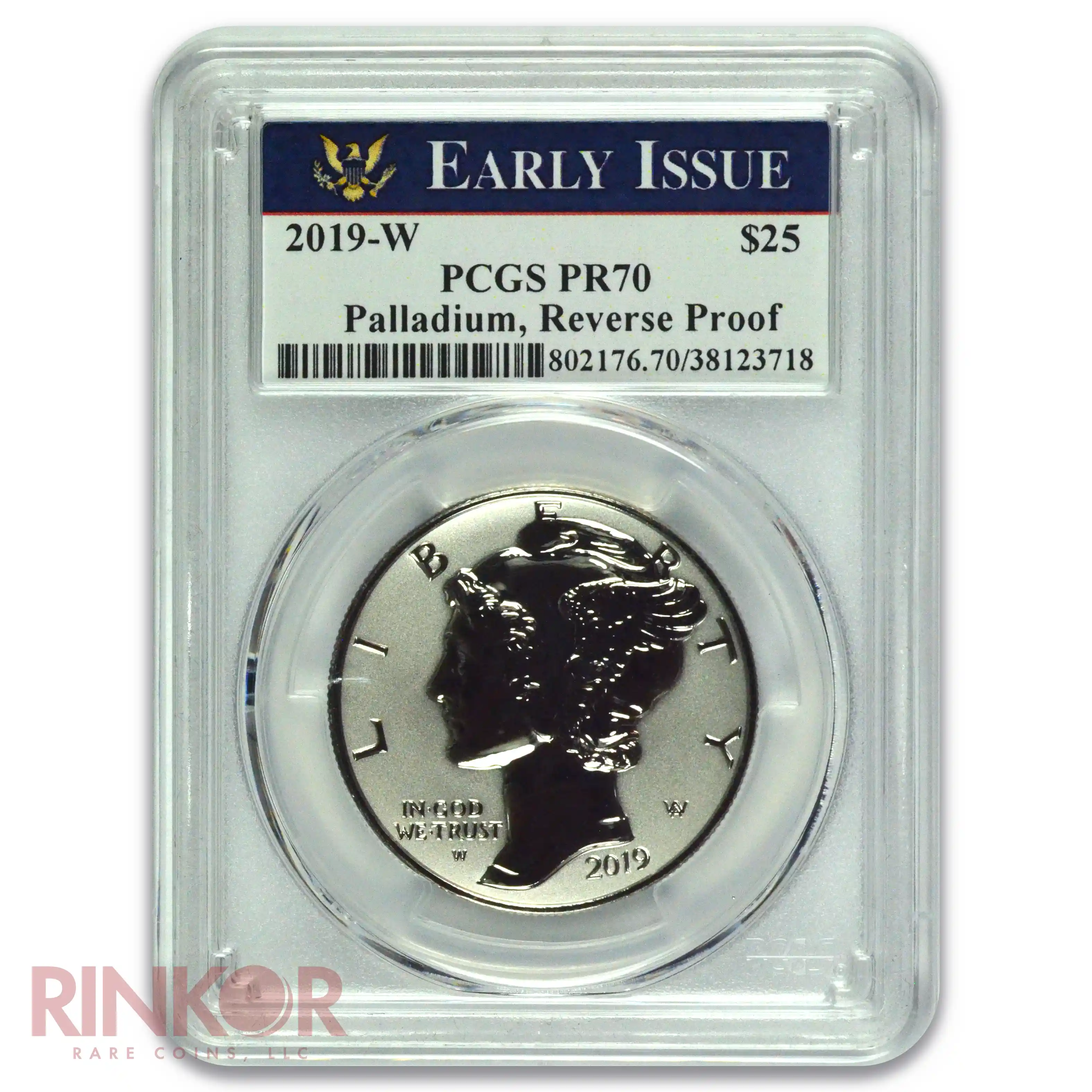 2019-W Reverse Proof High Relief 1oz American Palladium Eagle Early Issue PCGS PR 70
