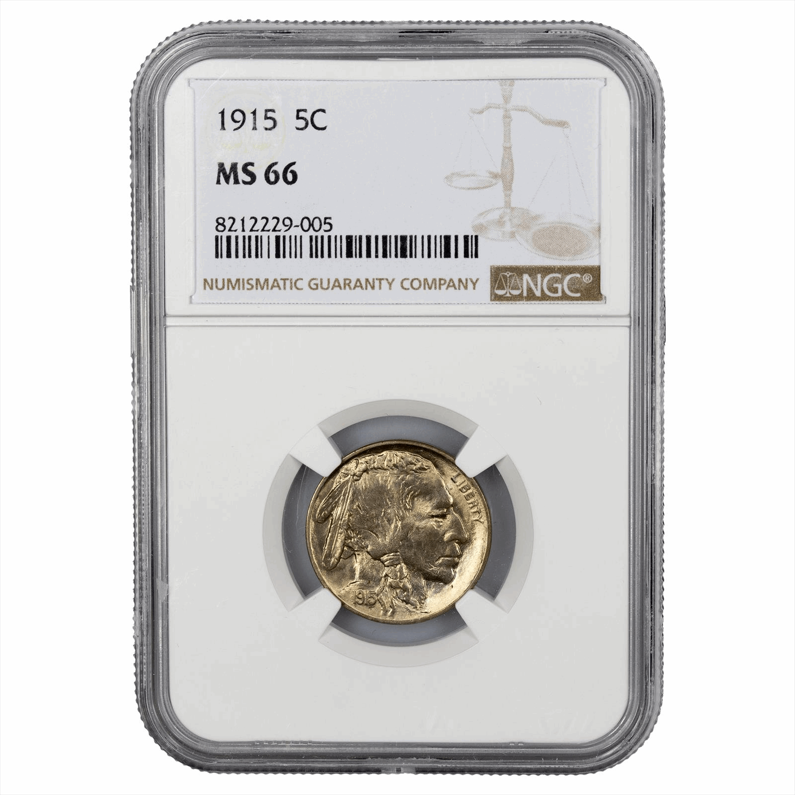 1915 Buffalo Nickel 5C NGC MS 66