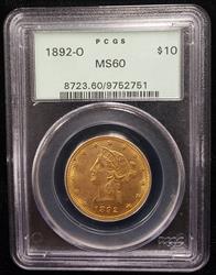 1892-O Liberty Head PCGS MS60 OGH