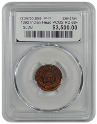 1892 Indian Head PCGS RD 66+