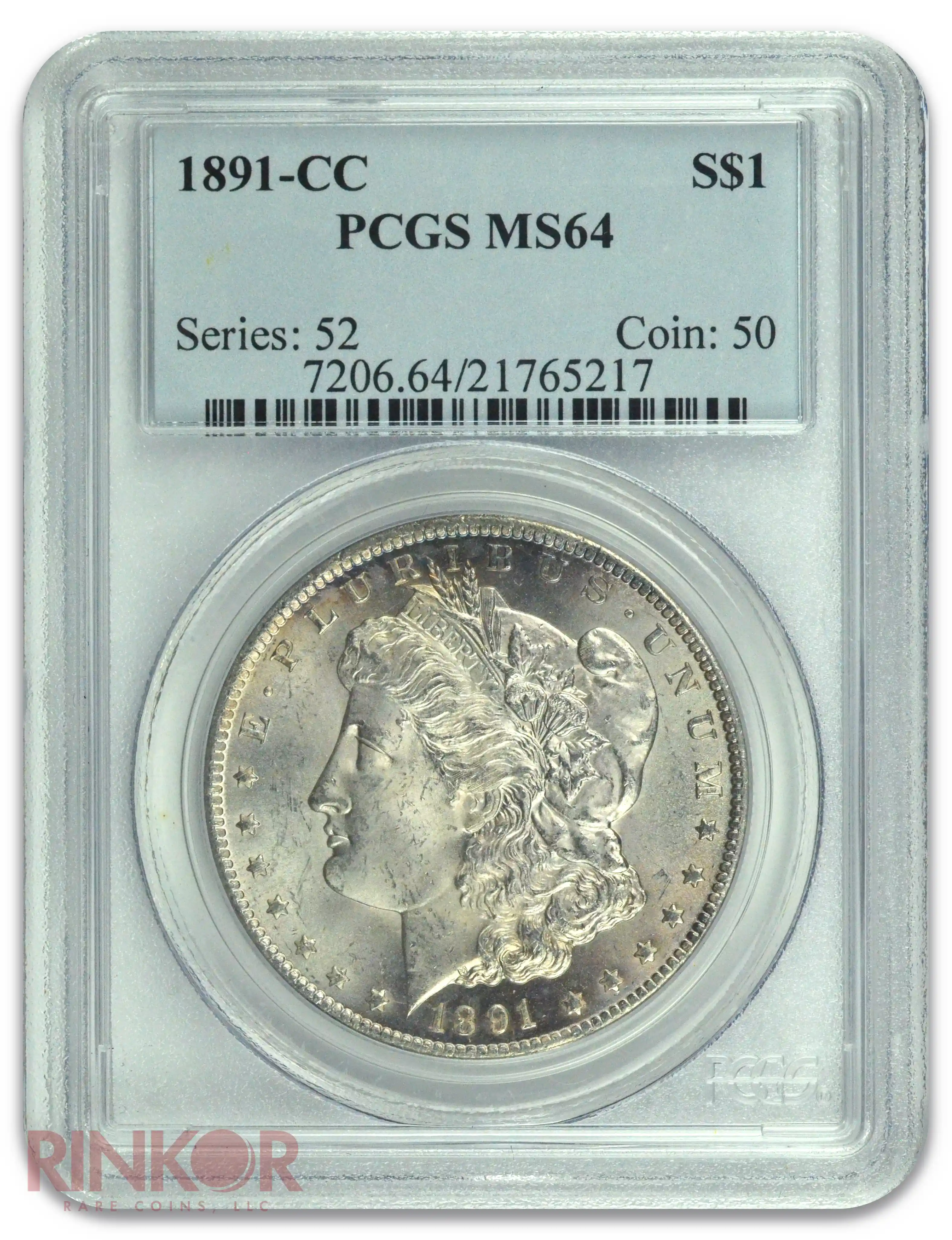 1891-CC $1 Morgan Dollar PCGS MS 64