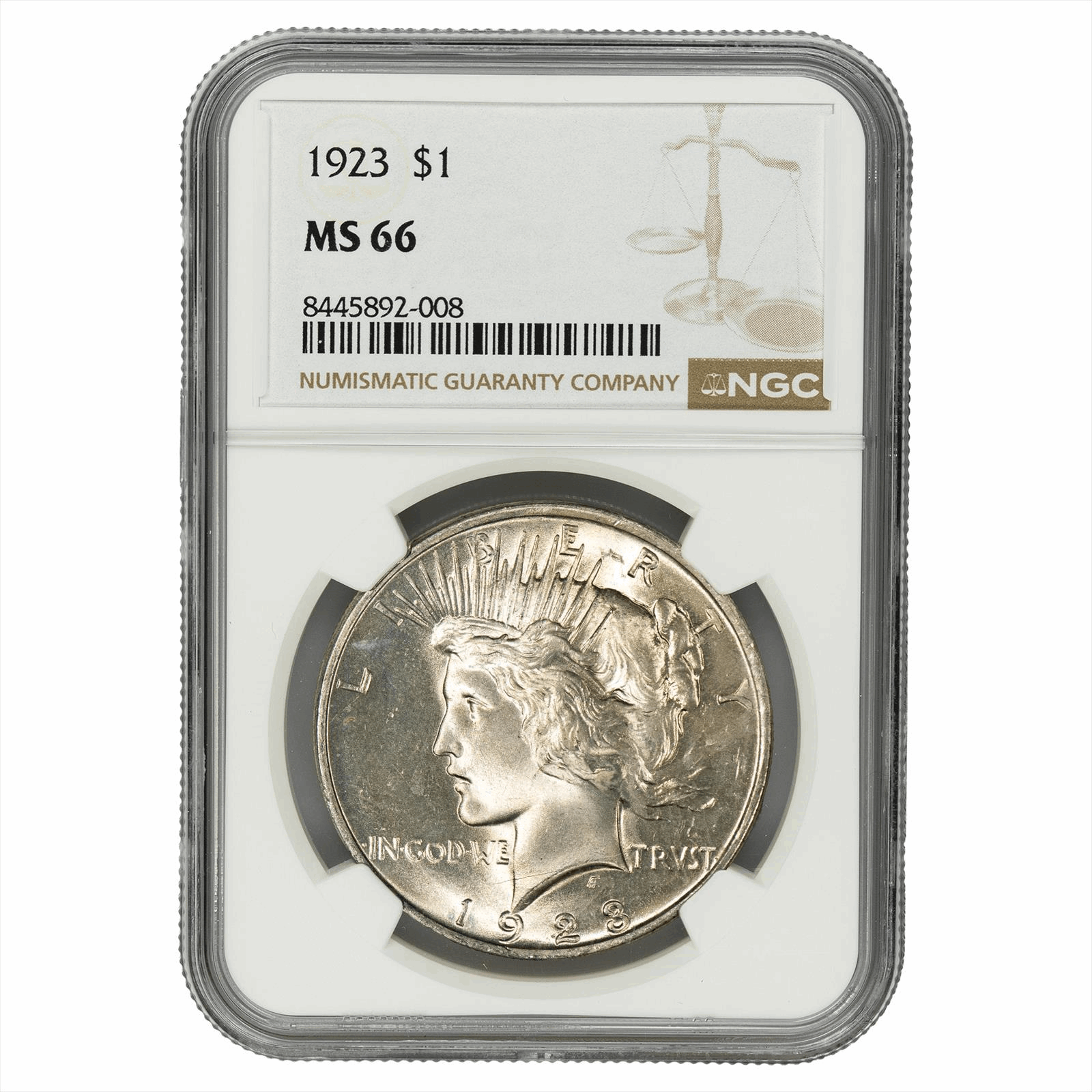 1923 Silver Peace Dollar $1 NGC MS 66