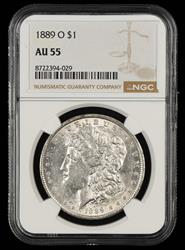 1889 O $1 NGC AU-55