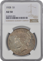 1928  Peace Dollar NGC AU-50