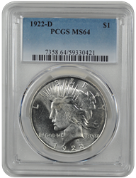 1922-D Peace PCGS MS 64