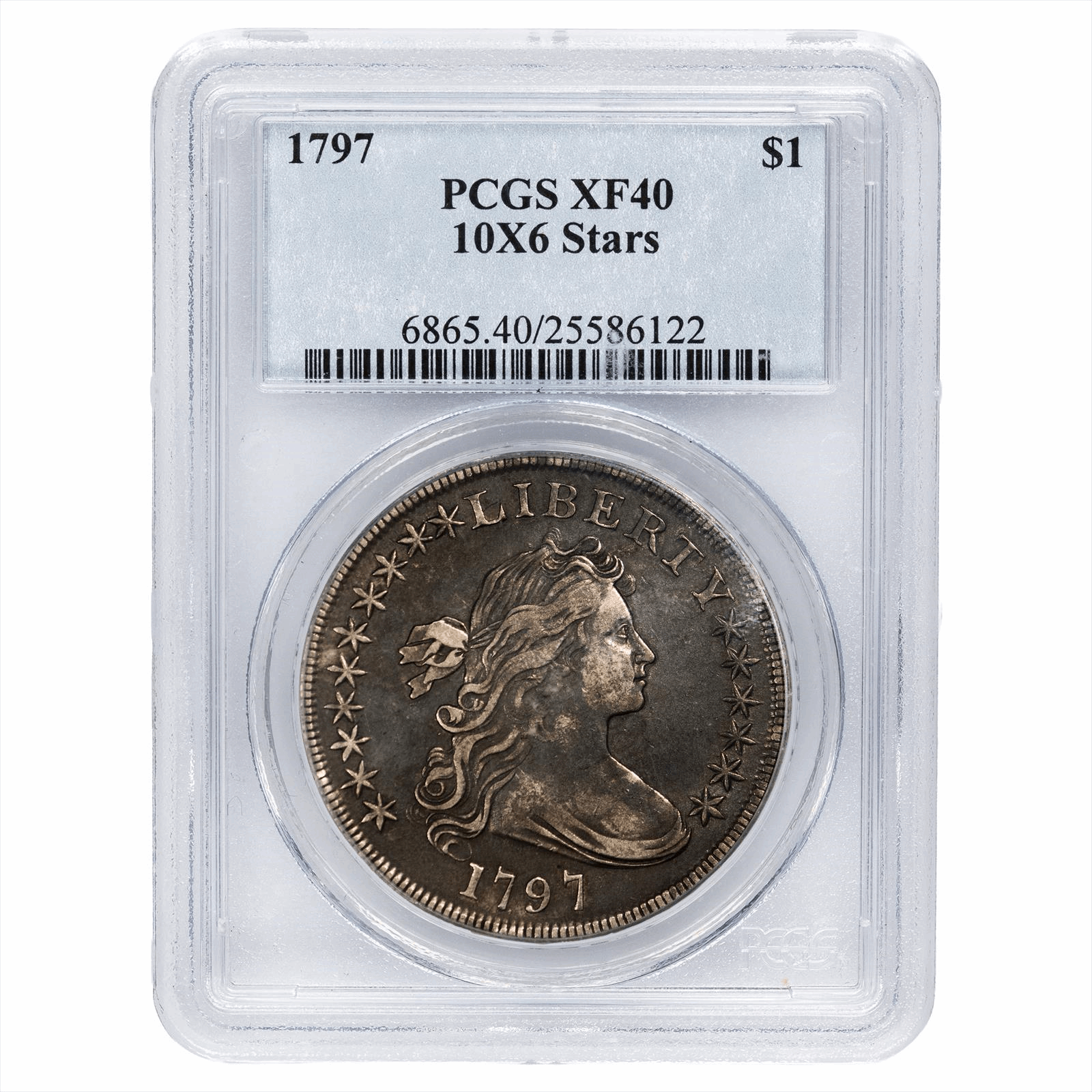 1797 10X6 Stars Draped Bust Silver Dollar $1 PCGS XF 40 -  Small Eagle