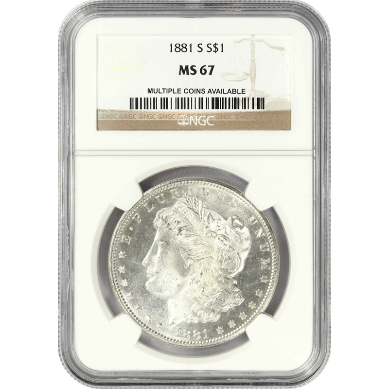 1881-S $1 Morgan Silver Dollar - NGC MS67 - GEM Uncirculated Coin