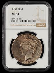 1934 D $1 NGC AU-50