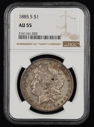 1885 S $1 NGC AU-55