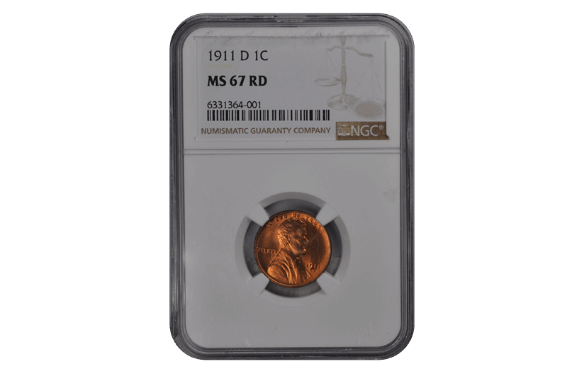 1911-D Wheat Reverse Lincoln Cent 1C NGC RD #3607-9 MS67