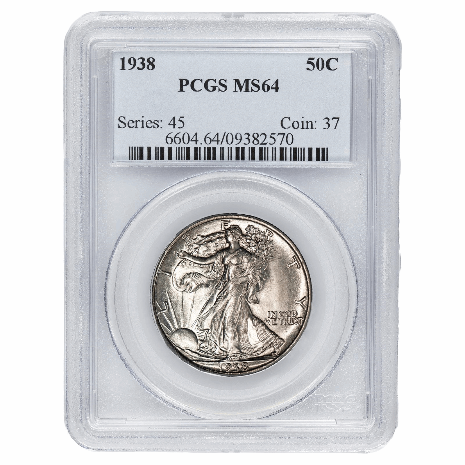 1938 Walking Liberty Half Dollar 50C PCGS MS 64 
