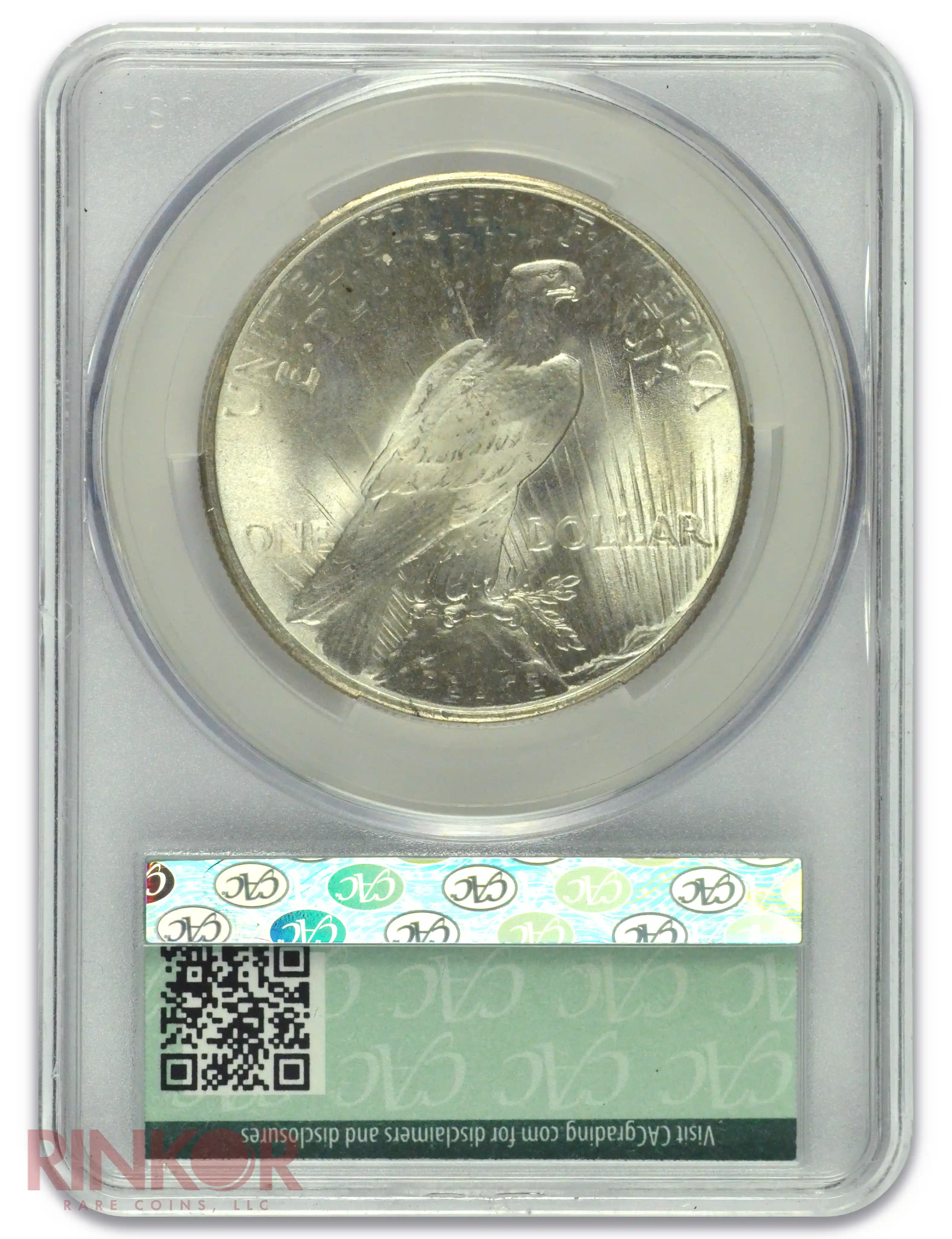 1925 $1 Peace Dollar CACG MS 67