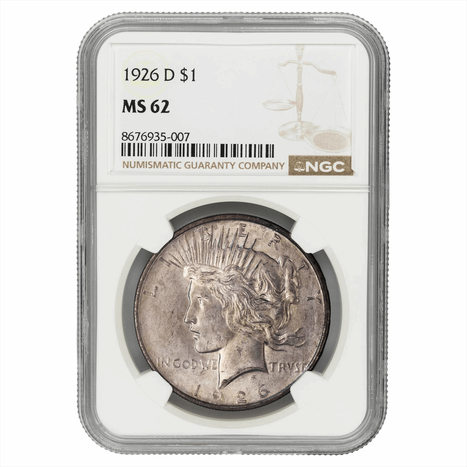 1926-D Silver Peace Dollar $1 NGC MS 62