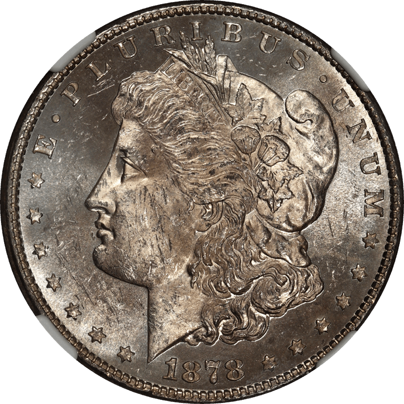 1878 8TF Morgan Silver Dollar $1, NGC MS 62 - Lustrous