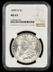 1890 O $1 NGC MS 63