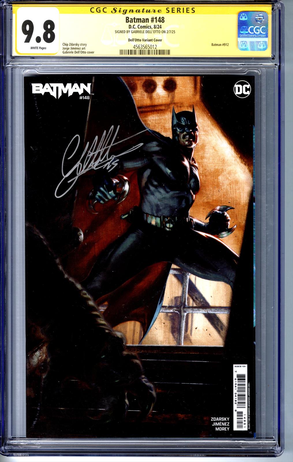 Batman #148 CGC 9.8 Signature Series Signed by Gabrielle DellOtto(DellOtto Variant Cover) 