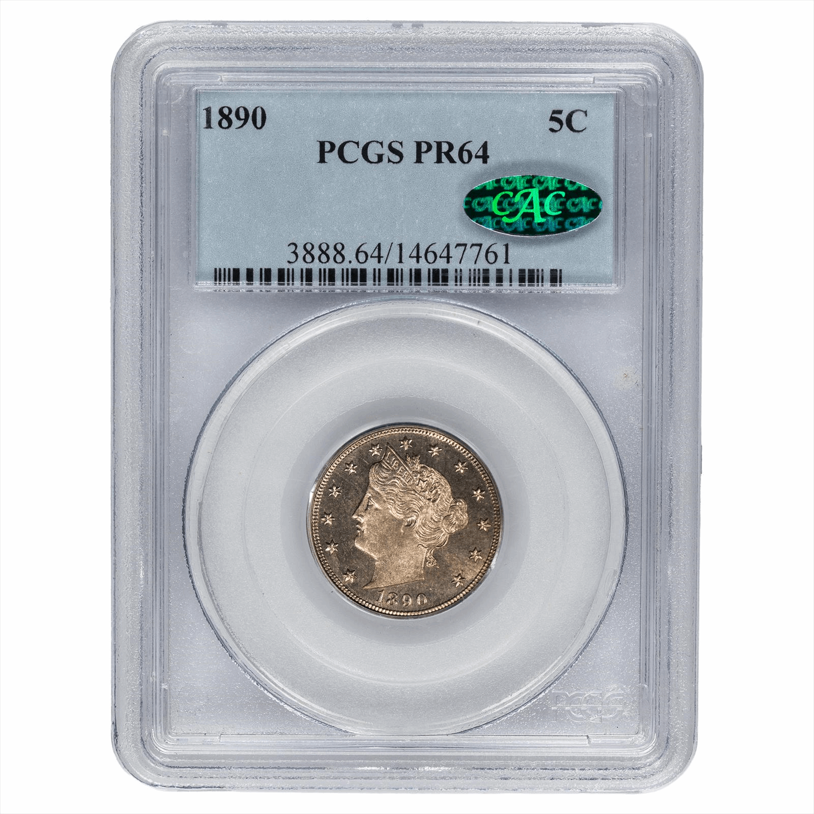1890 Liberty V Nickel 5C PCGS PR 64 CAC