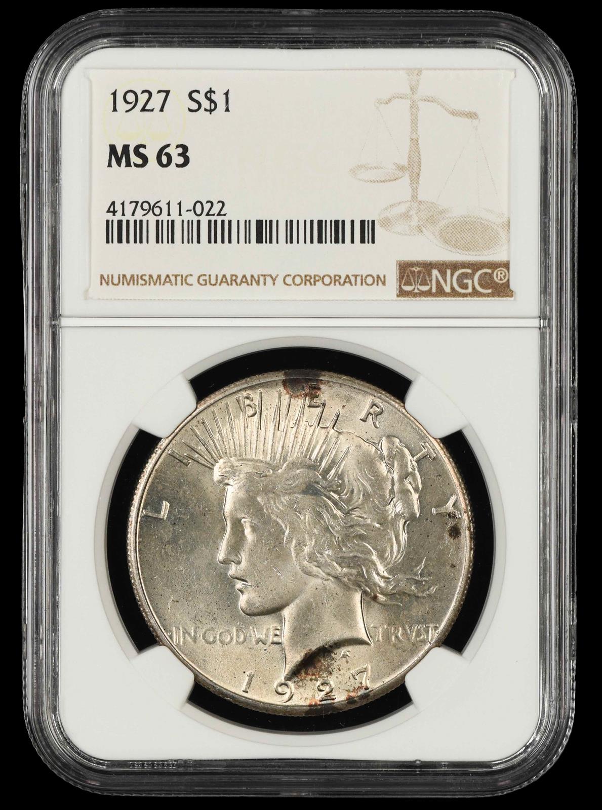 1927 $1 NGC MS 63