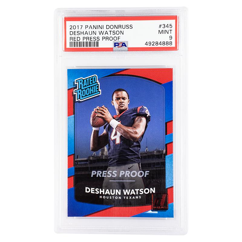 2017 Panini Donruss Deshaun Watson Red Press Proof #345 PSA Mint 9 Cert #49284888