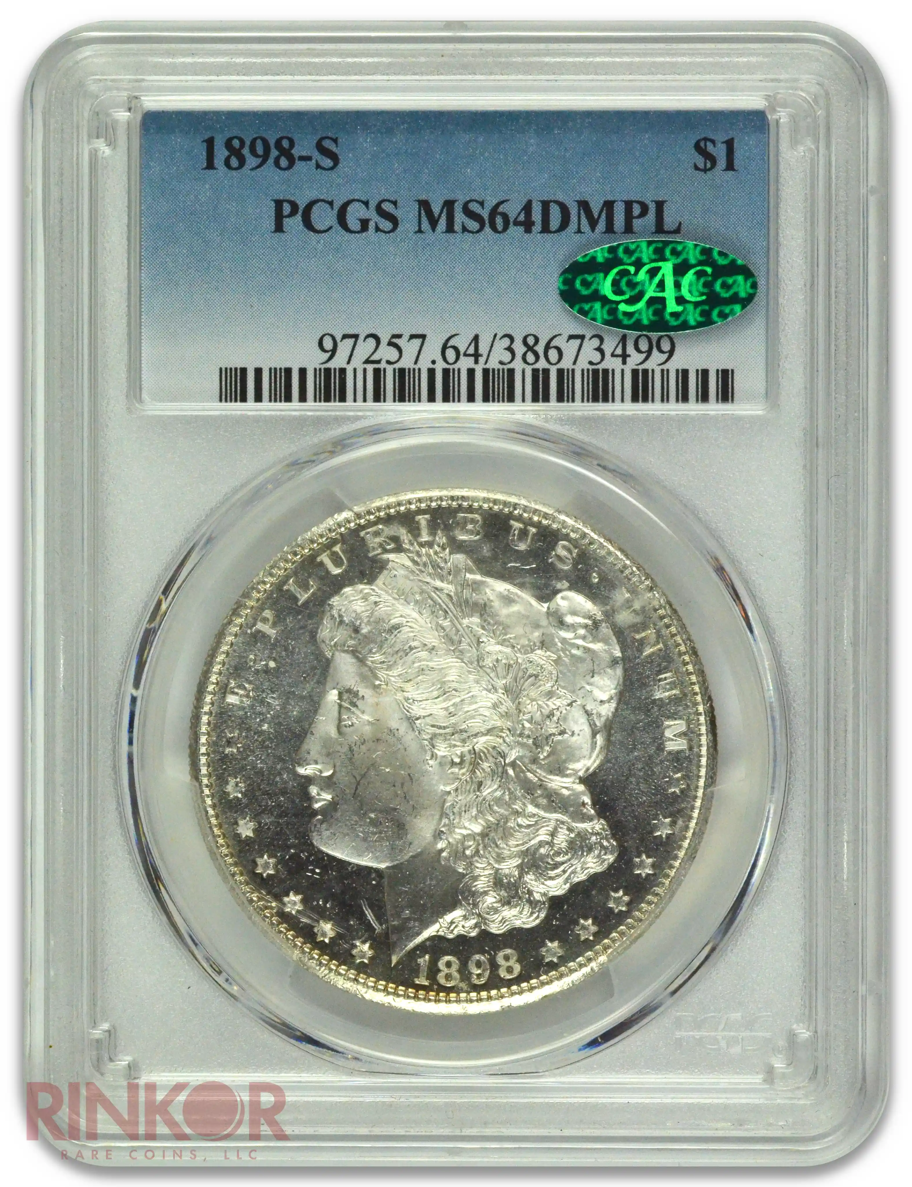 1898-S $1 Morgan Dollar PCGS MS 64 DMPL CAC