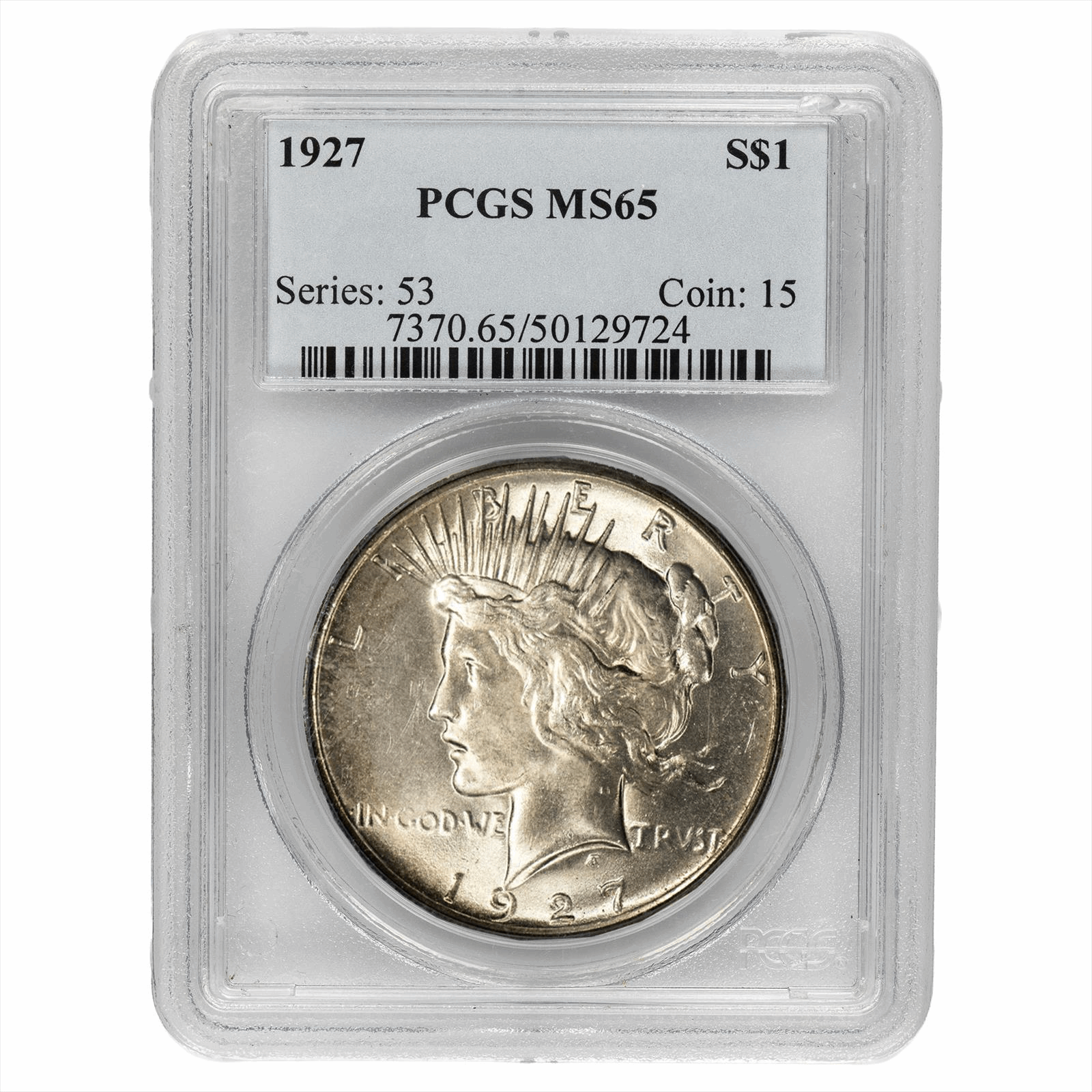 1927 $1 Peace Dollar $1 PCGS MS 65 