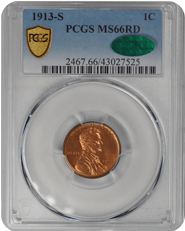 1913-S Lincoln PCGS CAC RD 66